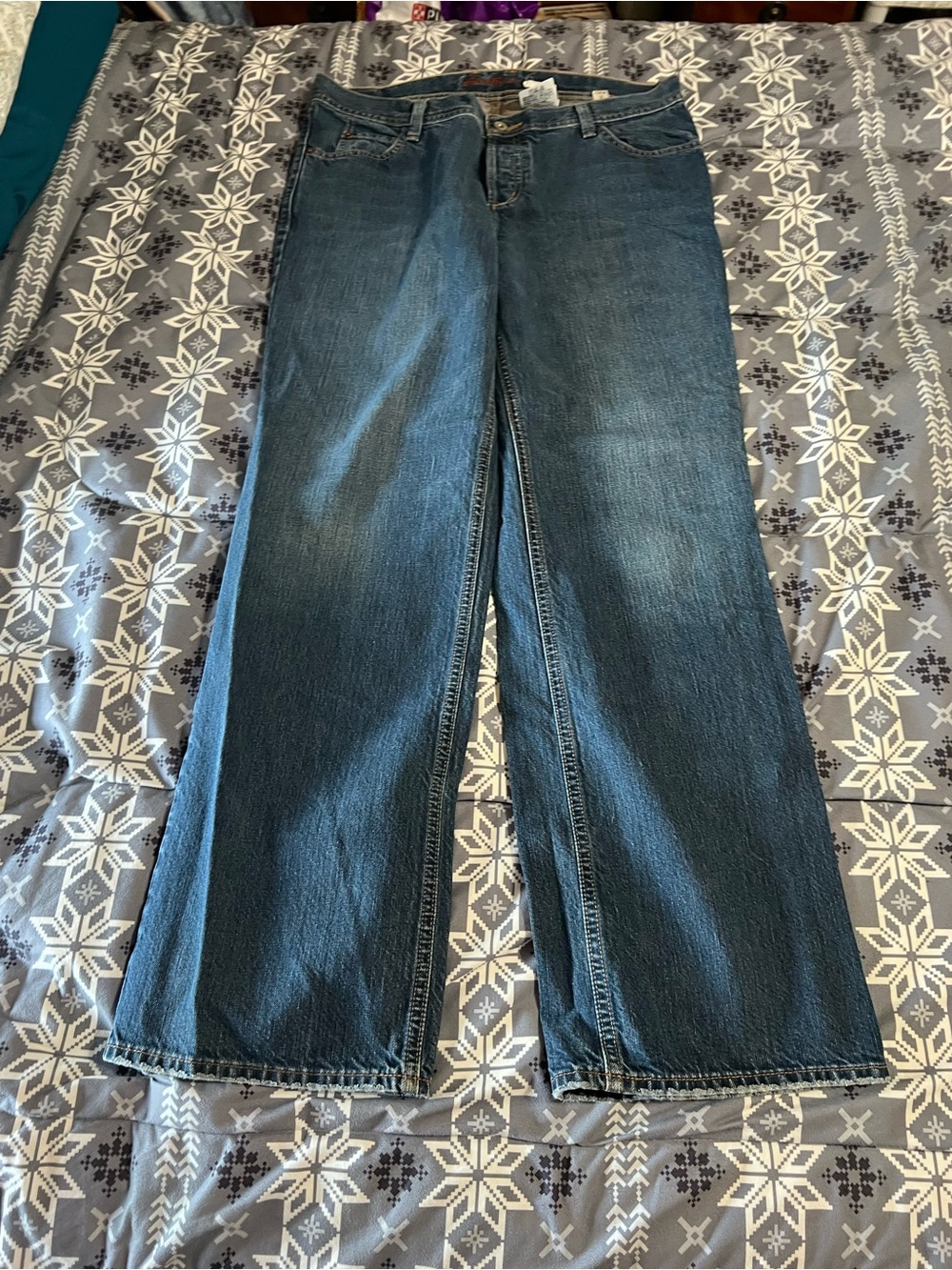 Eddie Bauer Wide-Leg Jeans in Dark Blue Wash